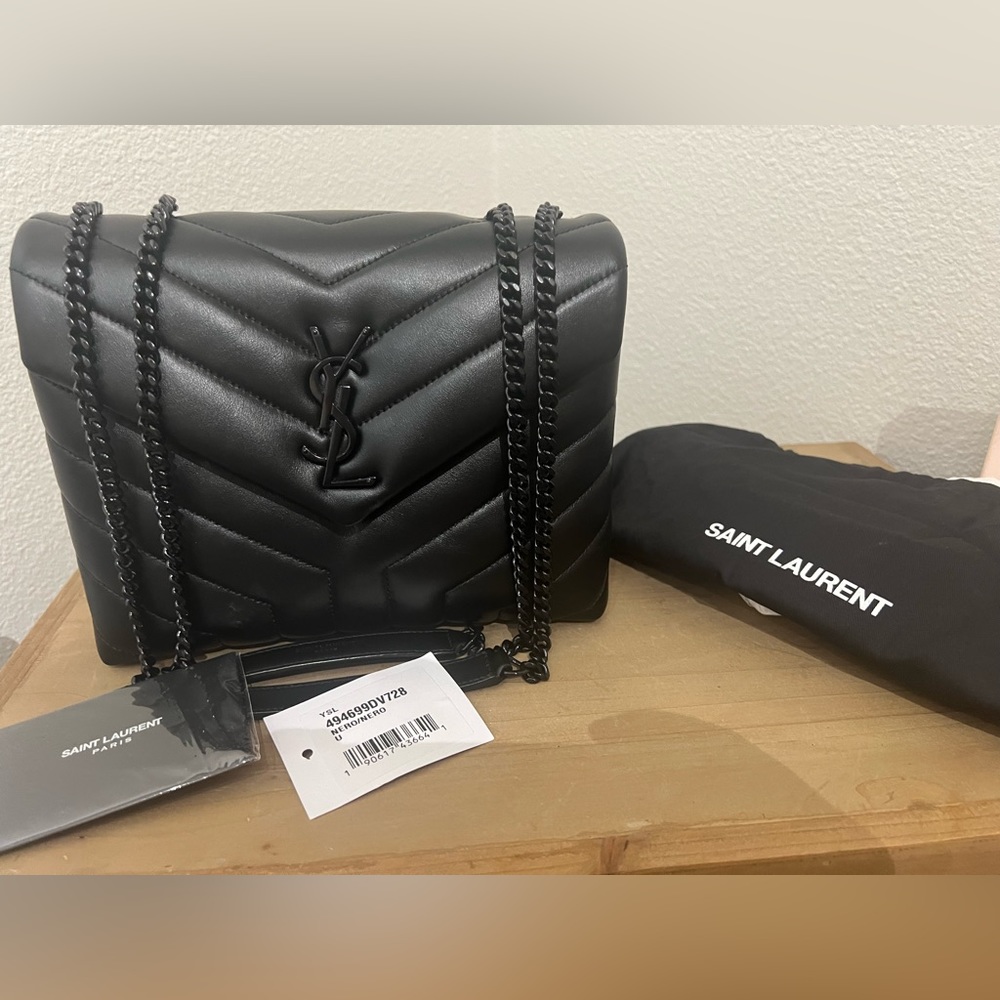 Small Loulou Matelassé Calfskin Shoulder Bag NWT black on black